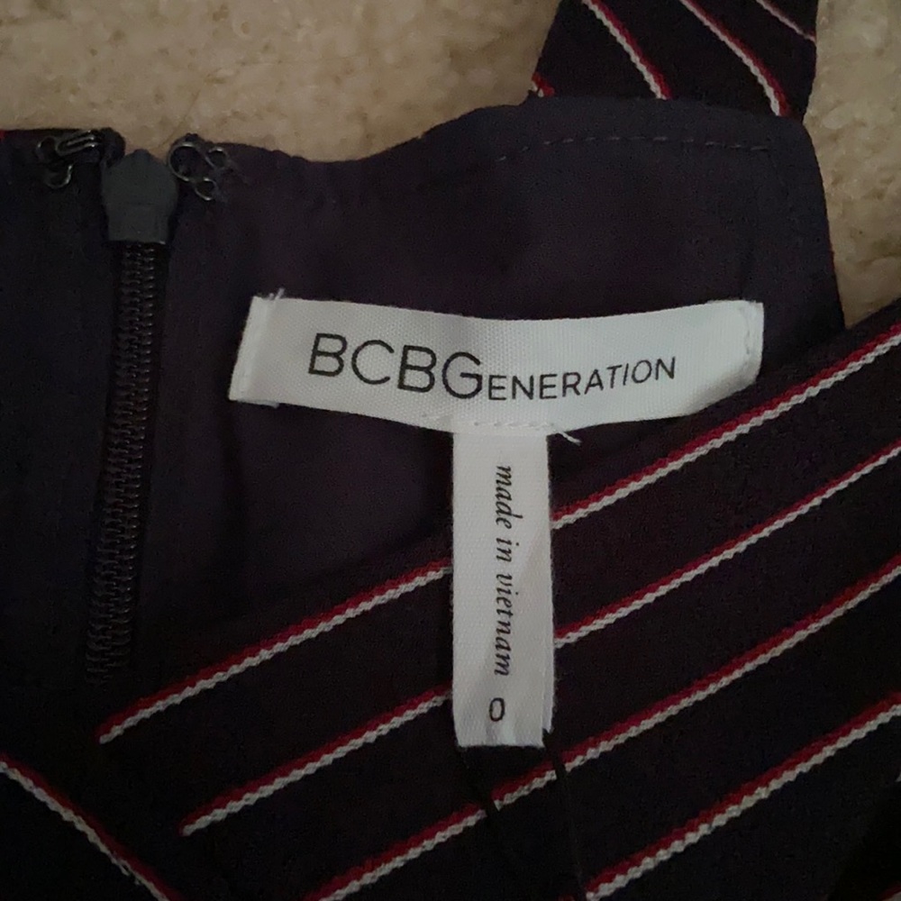 BCBG Navy Red and white pinstriped romper